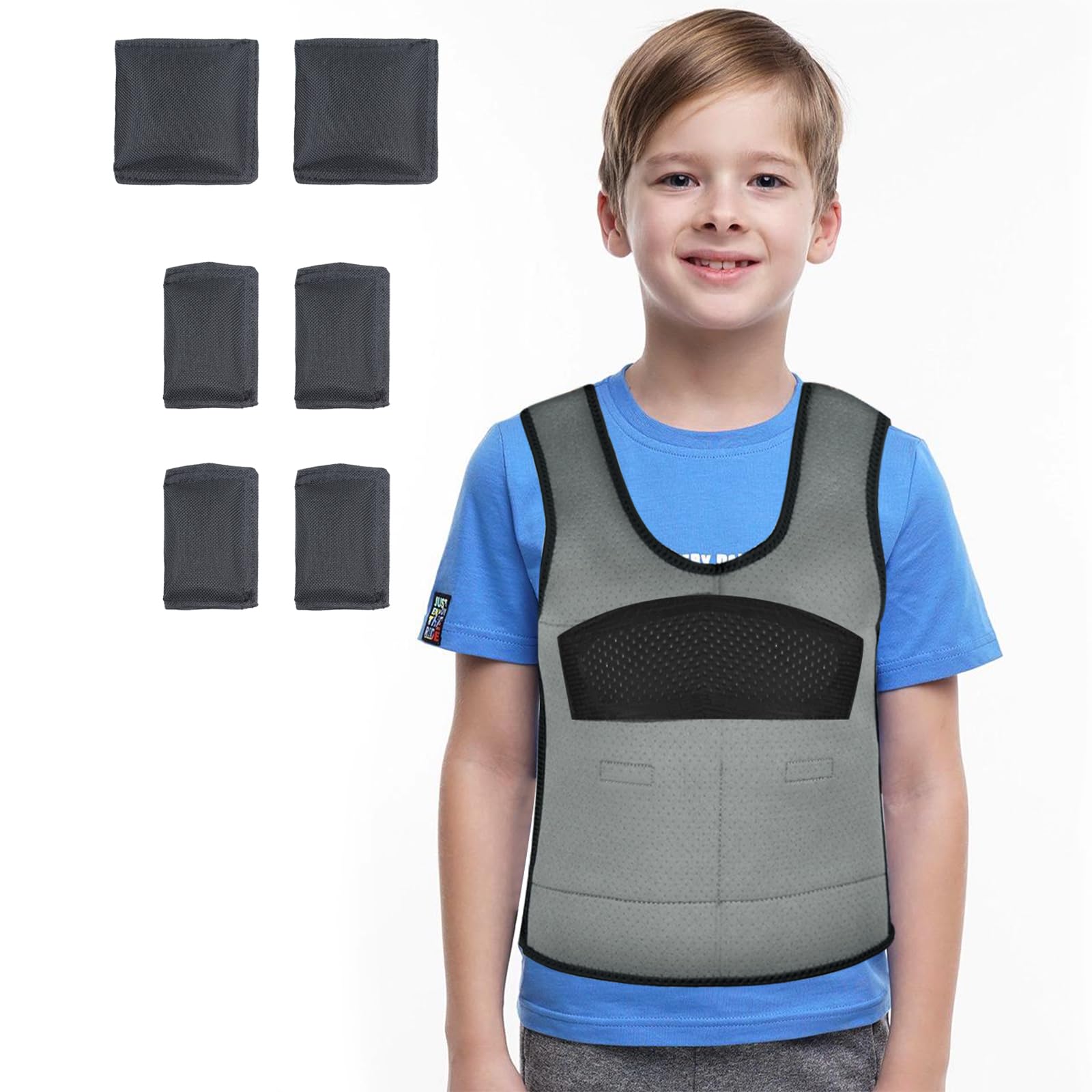 Gilet Lesté NEWFUN Pour Enfants – Poids Amovibles 3 Lbs, Velcro Réglable, Respirant – Pour Autisme Et Hyperactivité
