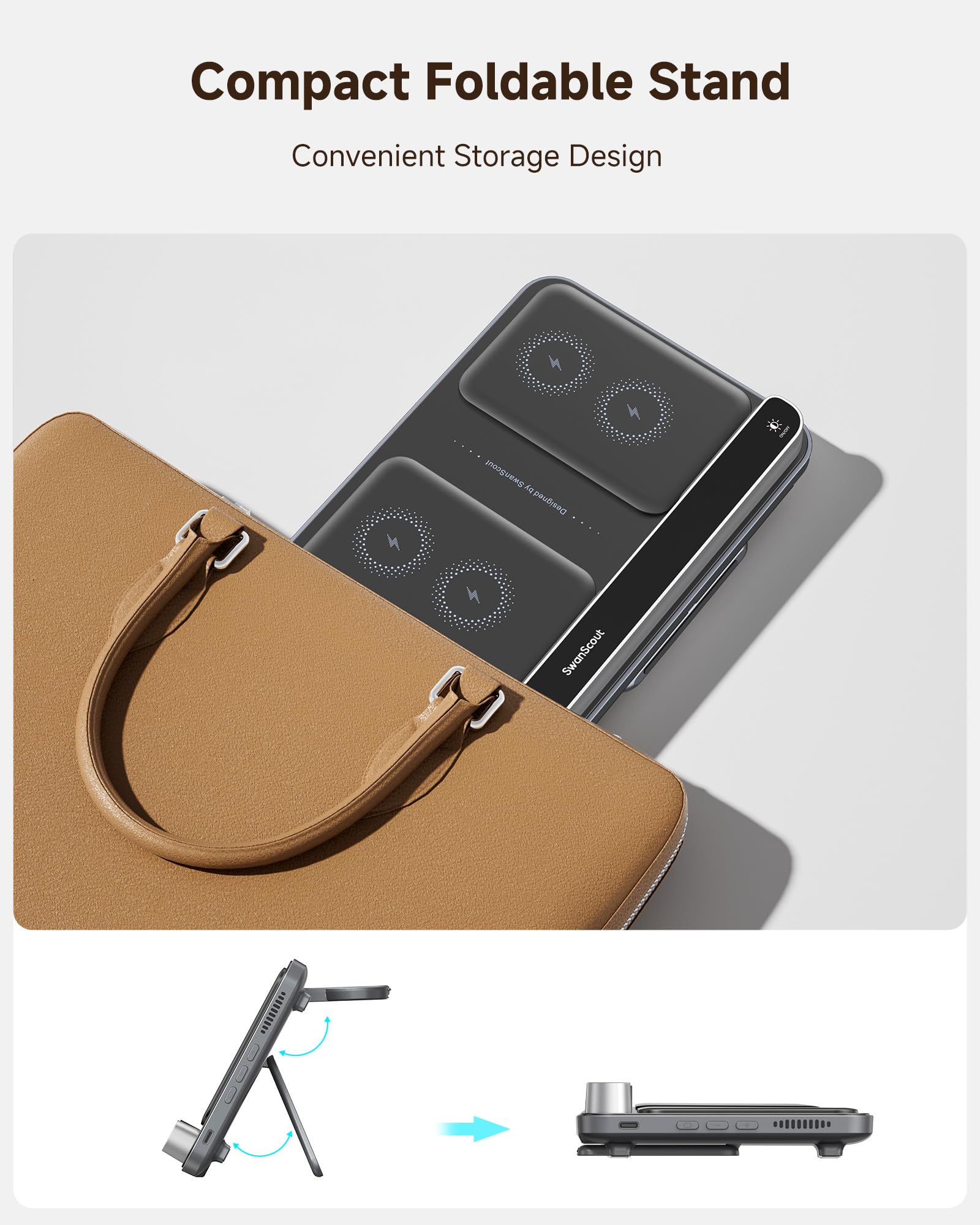 SwanScout Dual Ladestation für iPhone, Induktive Ladestation für 2 Handys | 30W Doppel Wireless Charger für iPhone 17/Air/16/15, für Apple Watch 11/10/Ultra 3/SE 3/AirPods, Ladegerät für 2 iPhone, 710A