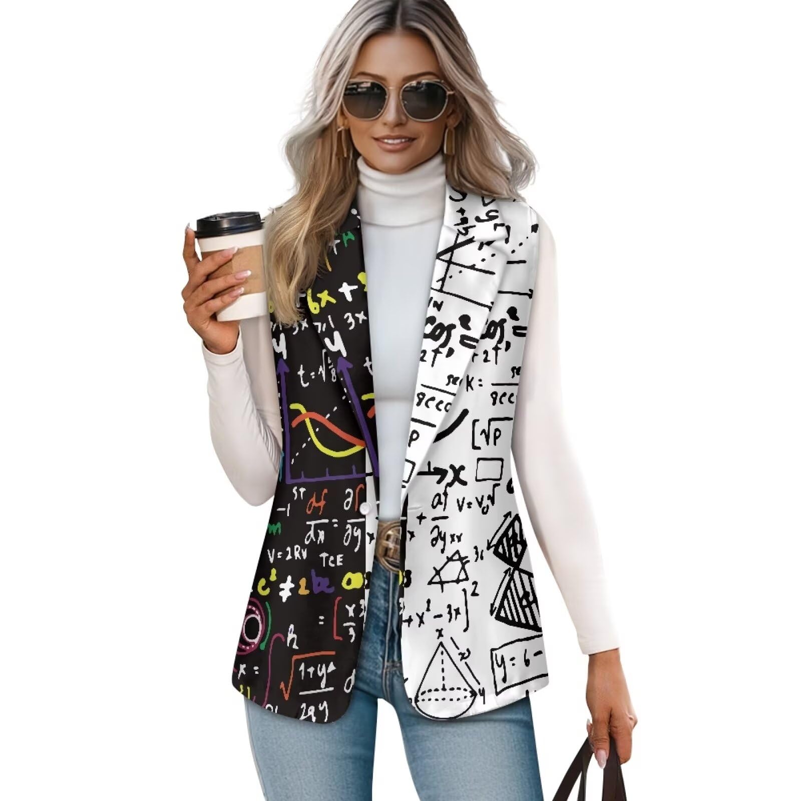POLERO Sleeveless Womens Blazer Vest Cute Suit Vests Button Down Jacket Outwear Waistcoat Coat Tops