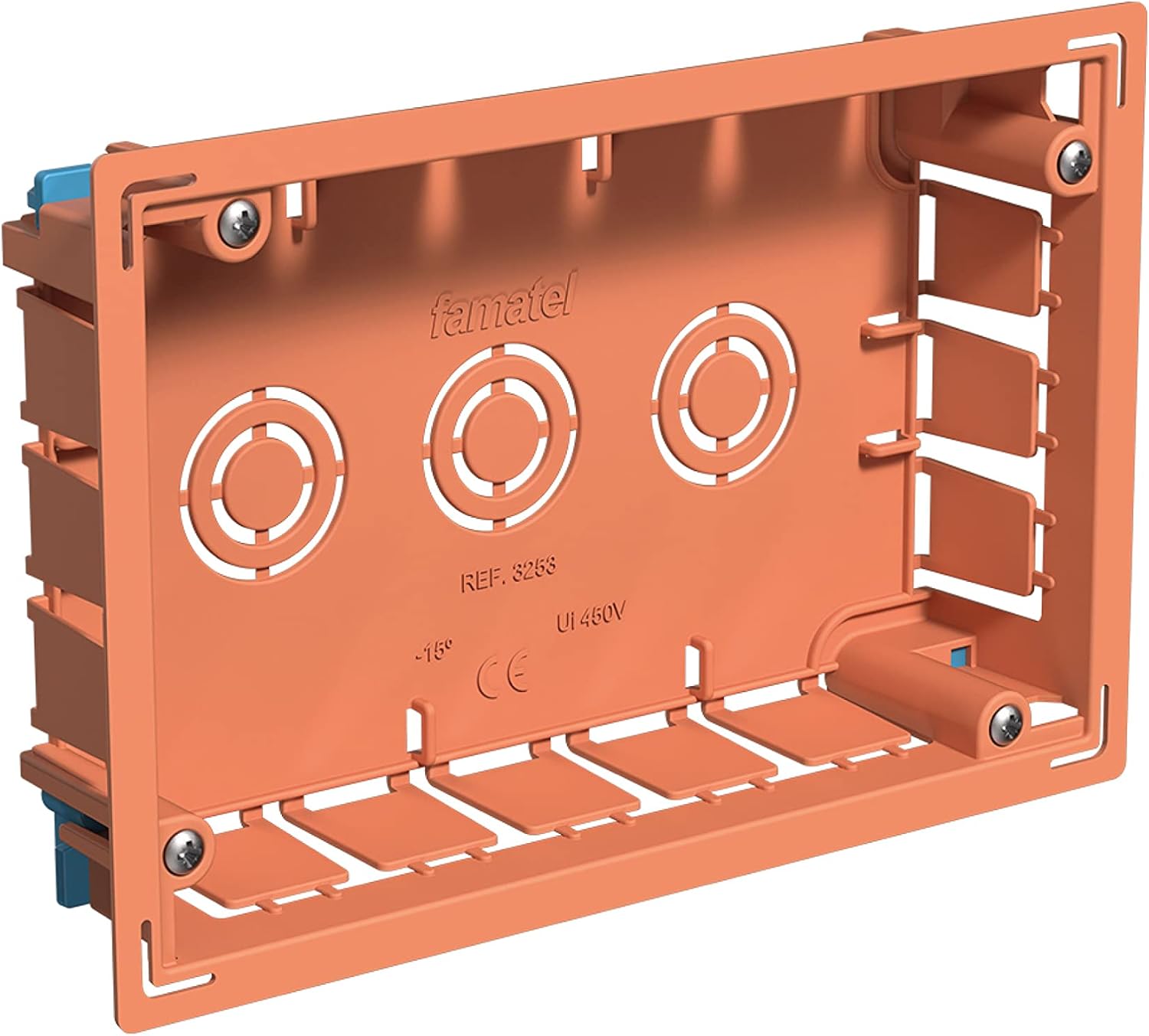 FAMATEL — Junction box for installation | Cover with metal claws | Without cone | 200x130x60 | orange