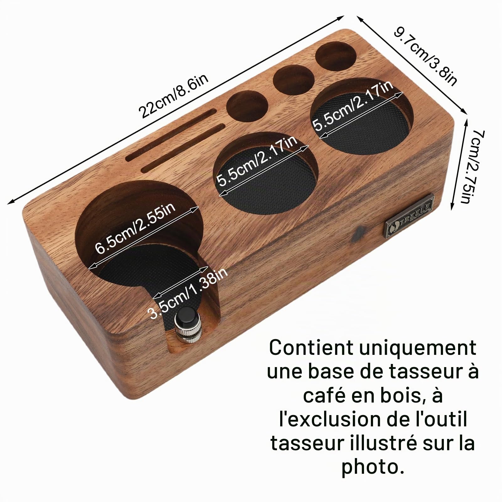 FARYODI Station de tamping pour espresso 54 mm, Station de tamping en noyer massif, Distributeur de café pour barista, Base de pression pour machine à café - Accessoire pour barista (54 mm)