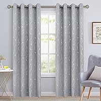 Vista 121 de BGment Room Darkening Curtains 95 Inches Long, Grommet Thermal Insulated Blackout Curtains with Wave Line and Dots Printed for Bedroom, 2 Panels