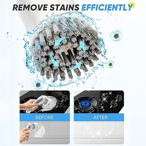 Miniatura 5 de Cepillo giratorio eléctrico inalámbrico, cepillo de limpieza recargable de mano, cepillo de ducha inalámbrico, adecuado para limpiar