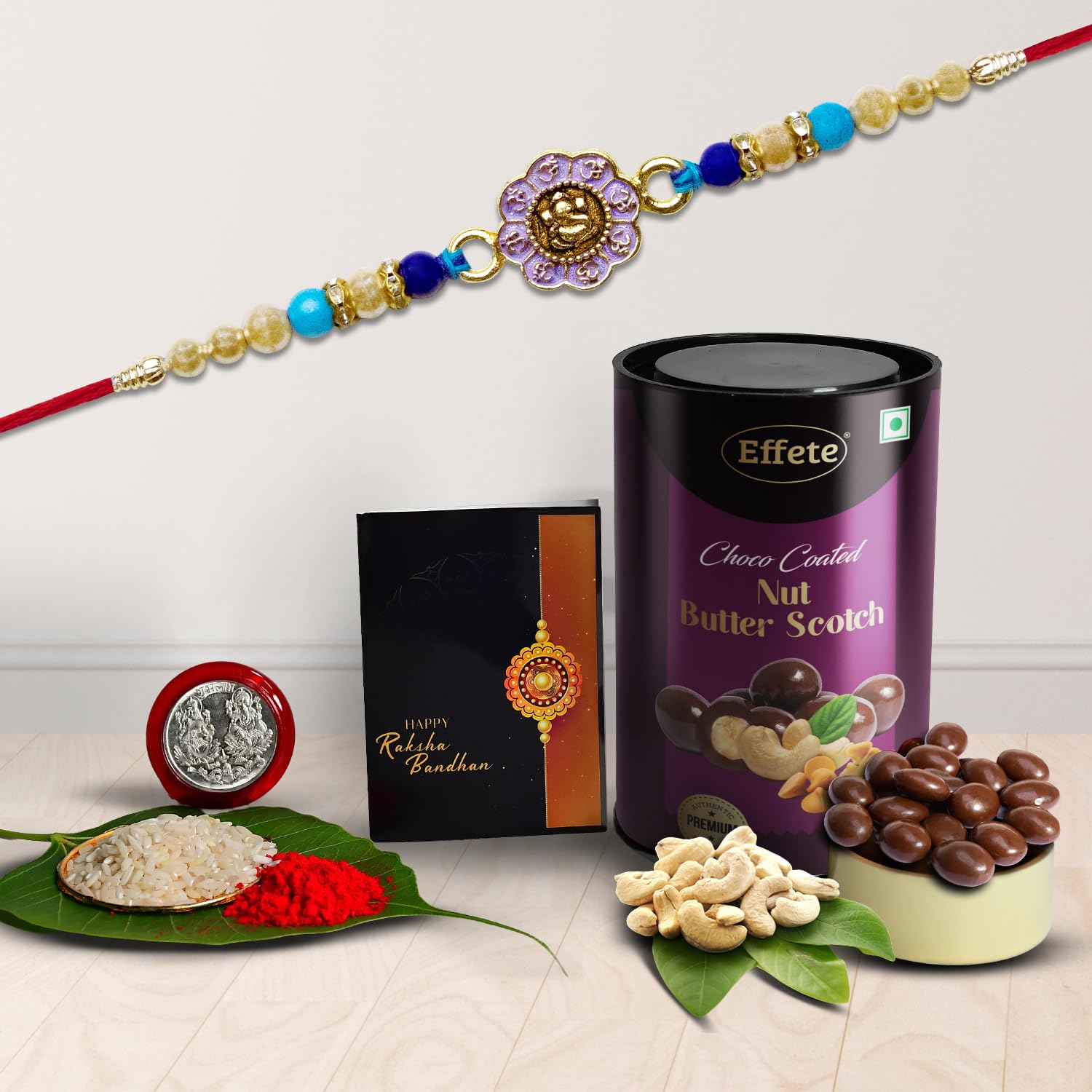Effete (K1_290_RDS) Multicolor Golden flower shaped Rakhi Combo & Rose Milk Drink with Silver Color Pooja Coin, Roli Chawal & Greeting Card | Occasion | Rakhi & Milkshake for brother | bracelets for men stylish | rakhi with gift | Flavoured Milk | Rakhi Combo | Set of 1 Rakhi | Rakhi Milkshake Gift combo | Rakhi with Milk Drink-image-14