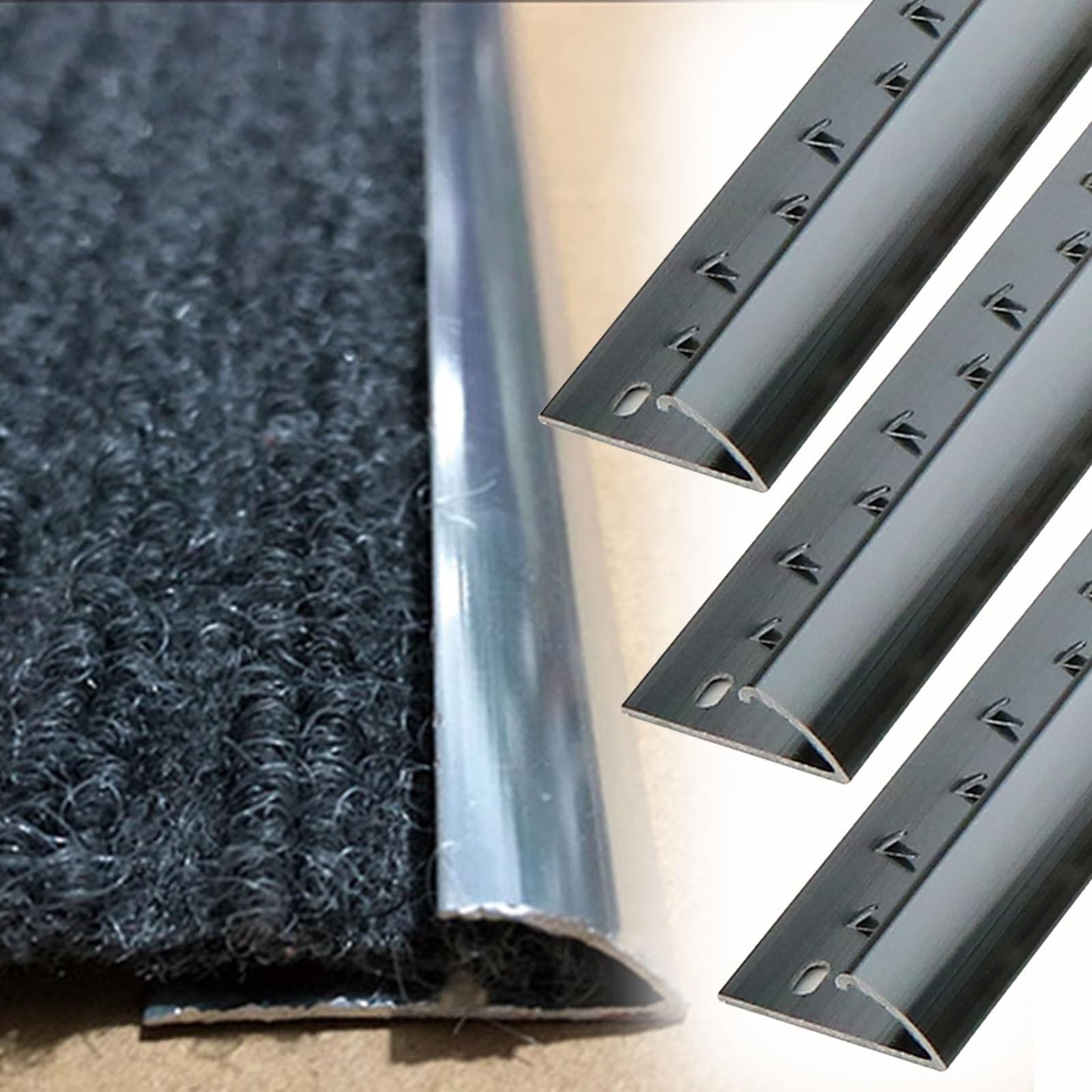 Seuil moquette carrelage joint métallique avec vis de sol