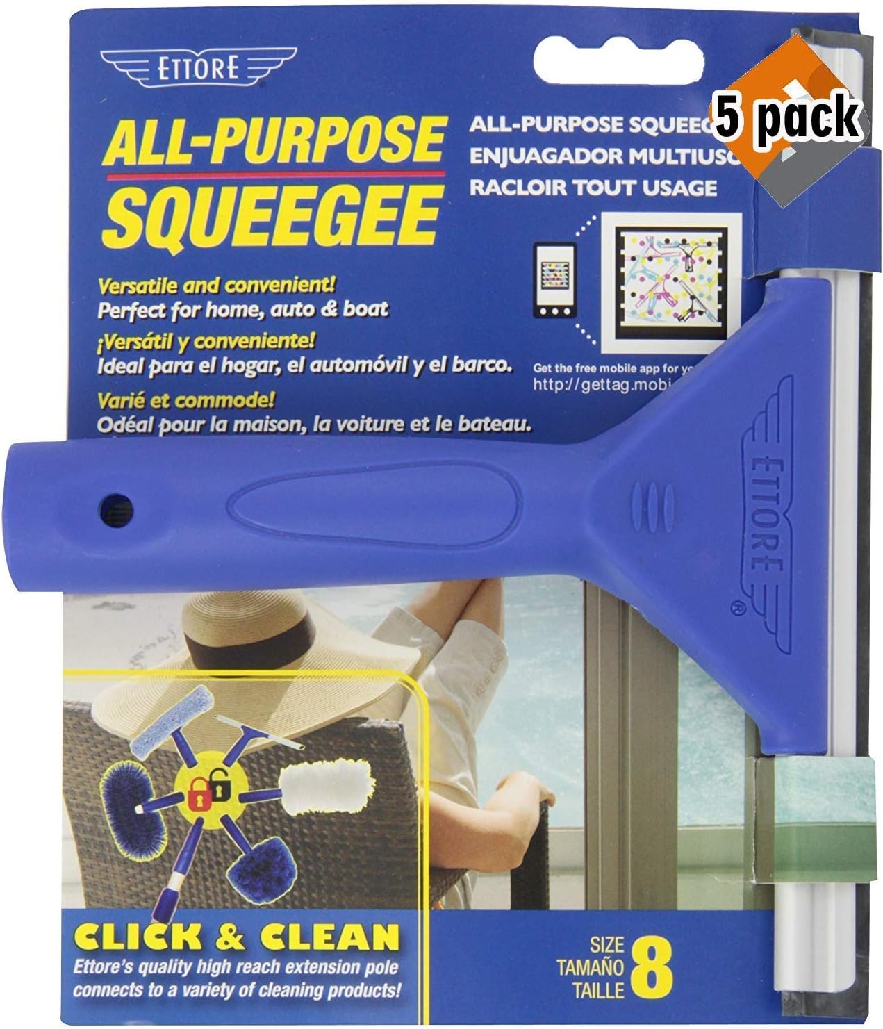 Ettore 8Inch All Purpose Window Squeegee with Lifetime