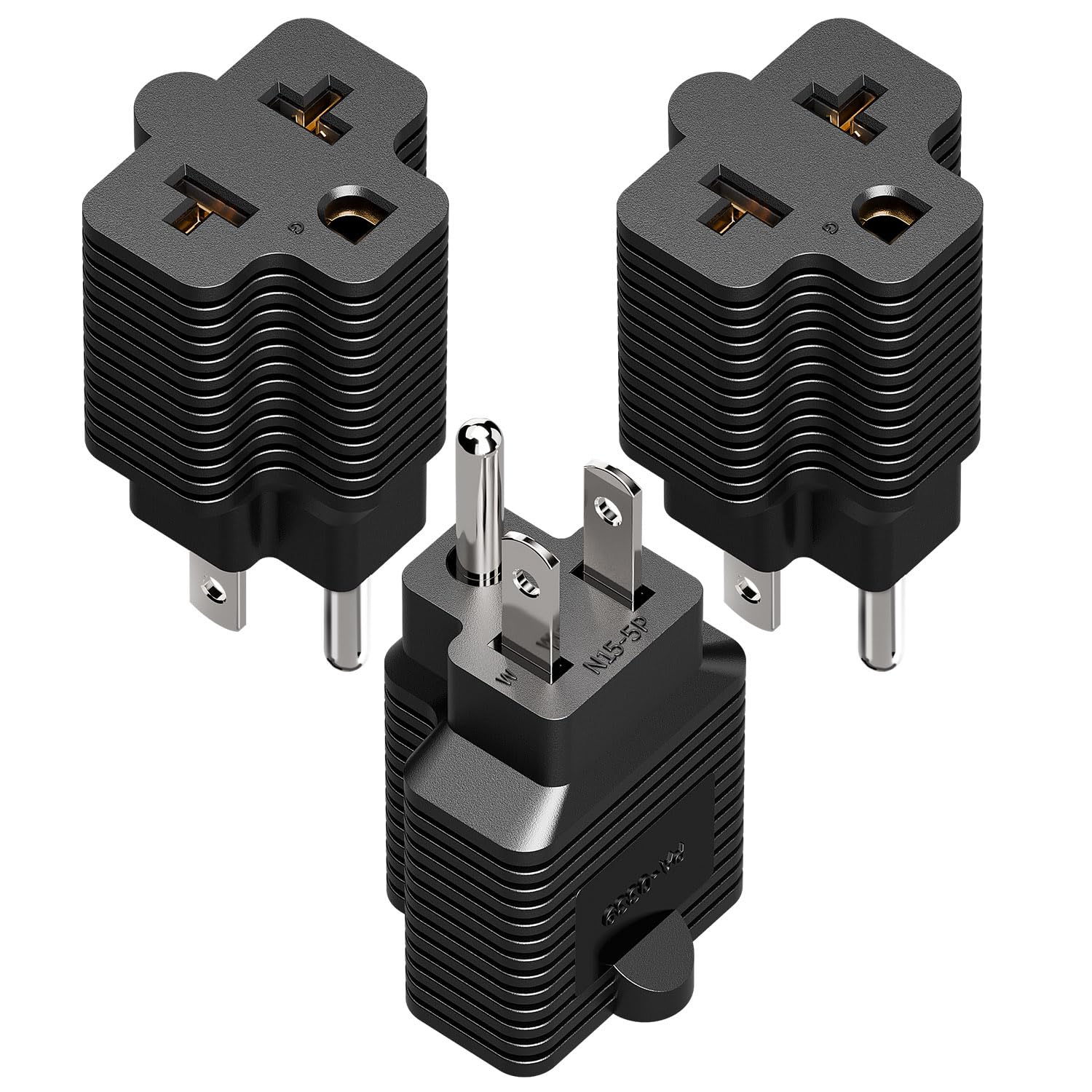 [3Pack] 4-in-1 15 Amp Household AC Plug to 20 Amp T Blade Adapter5-15P to 5-20R5-15P to 6-15R5-15P to 6-20R 4 in 1 AC Power Adapter15A 125V to 20A 250V Adapter