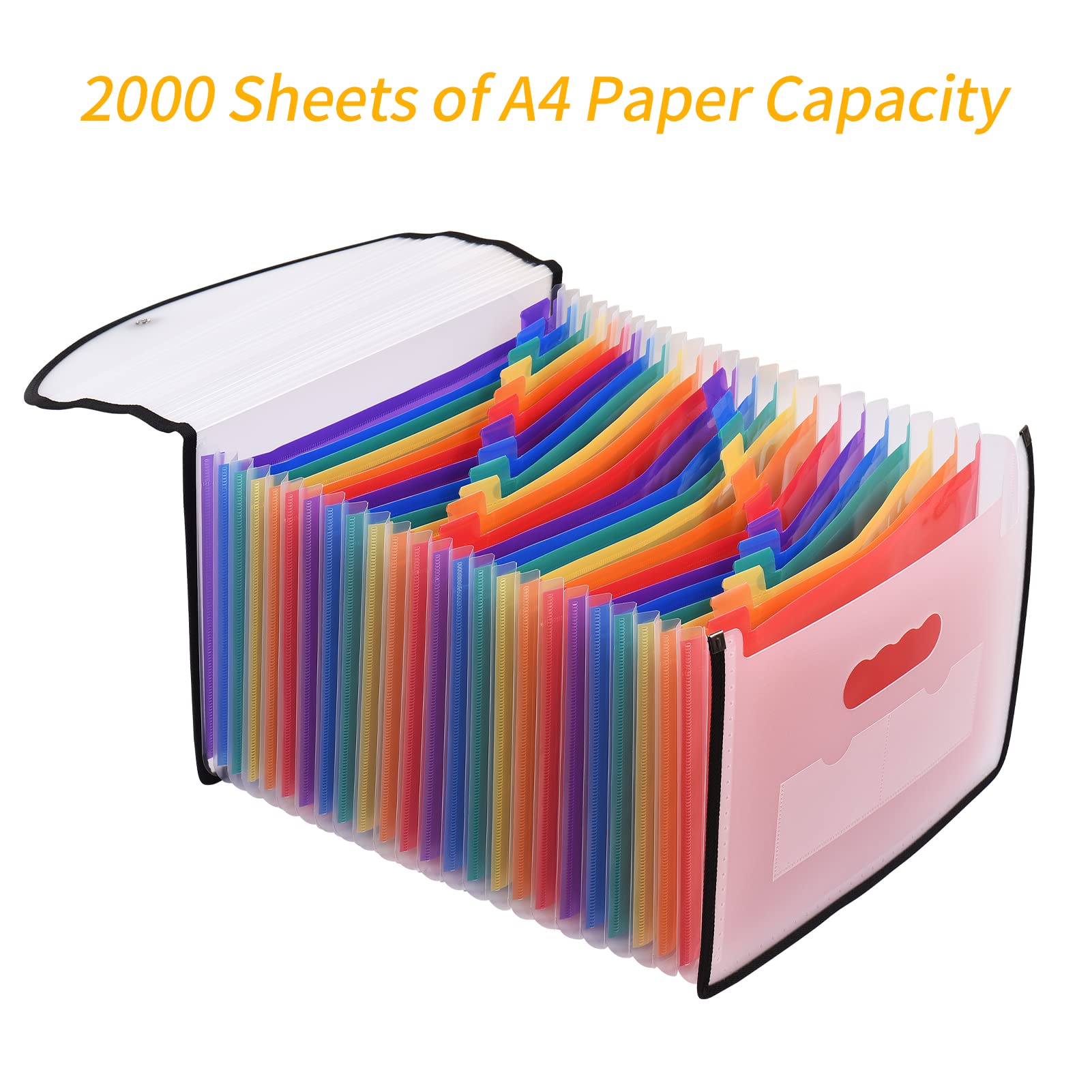 TAOZKAM 24-Pocket Expanding File Folder Organizer With Labels - Portable Accordion Folder For A4 & Letter Size Documents