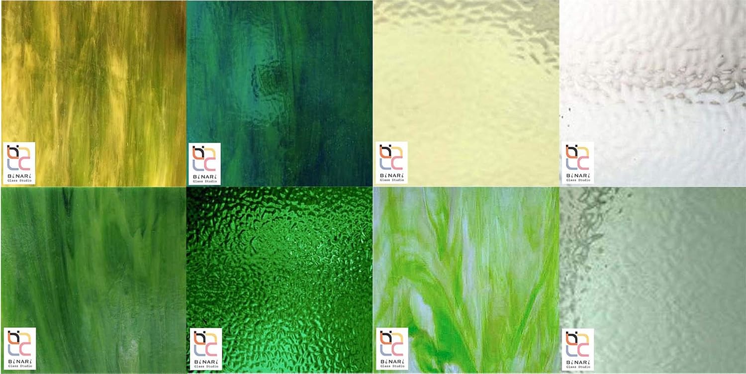 Light Green Gradient Polar Winds Stained Glass Pack (8"x10") by BiNARi Glass Studio