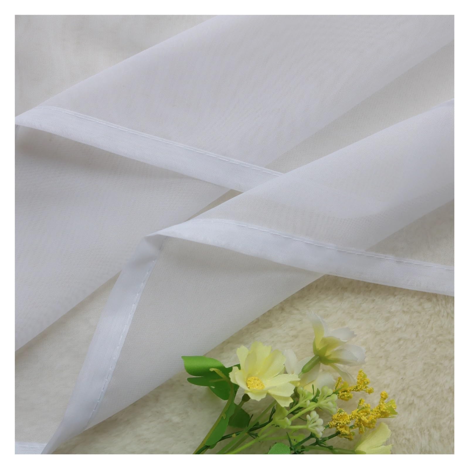 Bistrogardine Solide Voile Schleier Wohnzimmer Balkon Schlafzimmer Vorhang Sheer Kurze Küche Fenster Behandlungen(Sky Blue,Narrow Pleated Tape_W300CM X H140CM)