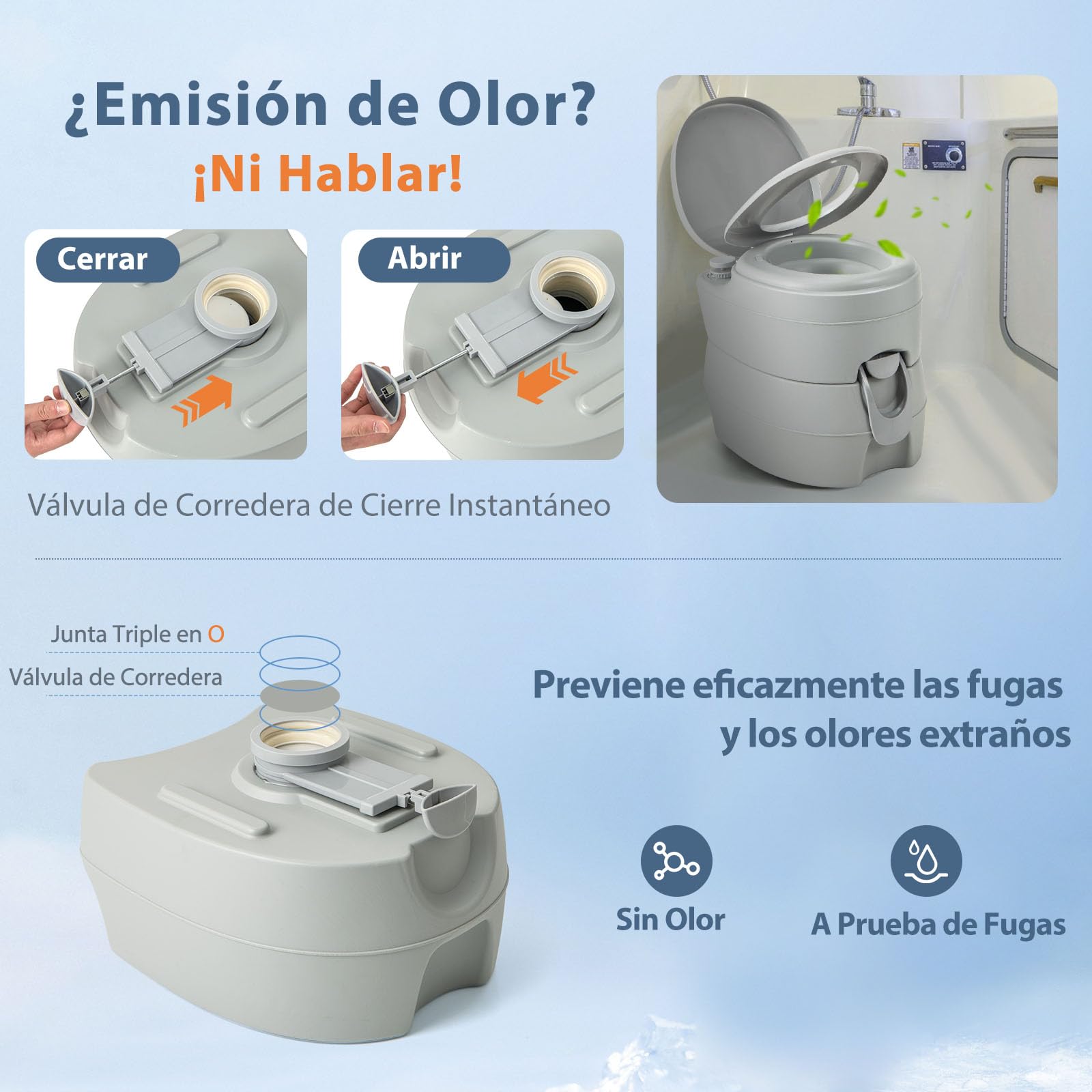 GOPLUS Inodoro Portátil para Acampar, Inodoro Móvil para Viaje con Tanque de Desechos 20 L, Bomba de Descarga, Soporta 150 KG, con Doble Desagüe y Asas para Interior y Exterior