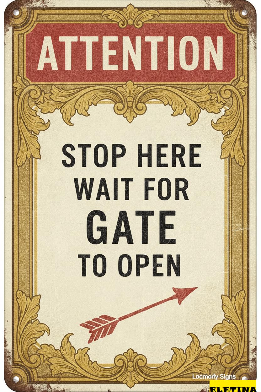 Personalized Sign for Man Cave Attention Metal, Stop Here Wait Gate To Open, 8x12 Inch, Aluminum, Red, Black And White Private Property Decorative