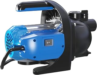 1 HP Portable Shallow Well Pump, Garden Pump 865GPH, Jet Pump 130ft, Water Pressure Booster Pump for Home Water Transfer Lawn Sprinkler Garden Irrigation