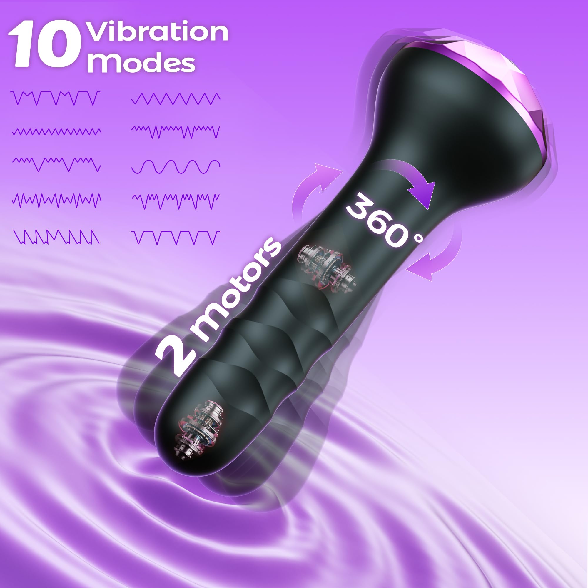 Vibrating Butt Plug Anal Toys, Prostate Massager with 10 Vibrating & Rotating Modes, Beginner-Friendly Anal Plug Sex Toys for Men & Women, 2 Motors Anal Dildo & G-Spot Vibrator Anal Beads Adult Toys: 4.53 Inch