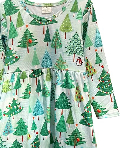 Miniatura 3 de Vestido de Navidad para bebé niña muñeco de nieve árboles de Navidad camión reno Papá Noel vestido de invierno hasta la rodilla