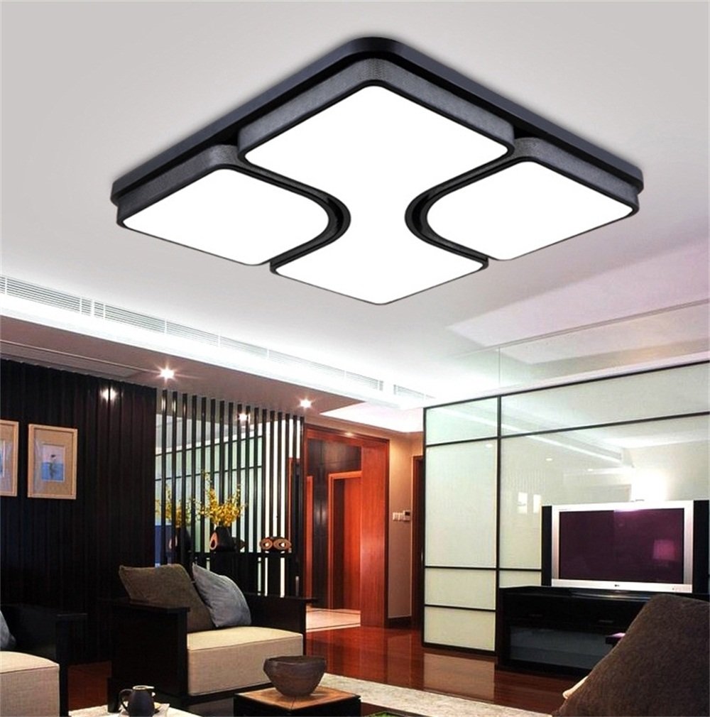 HomeLavaLED Ceiling Light Acrylic Square Flush Mount Light Living Room Bedroom Study Room Dining Room (Stepless Adjusted(Dimmable) ﻿(20.7 * 20.7 * 5.3inch), Black)