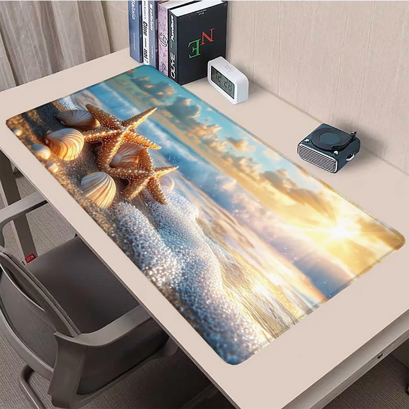 Podkładka pod mysz XXL 150 x 80 cm, gamingowa podkładka pod mysz, biała, podkładka na biurko z przyszytymi krawędziami, antypoślizgowa gumowa podstawa, wodoodporna, akcesoria gamingowe do biura