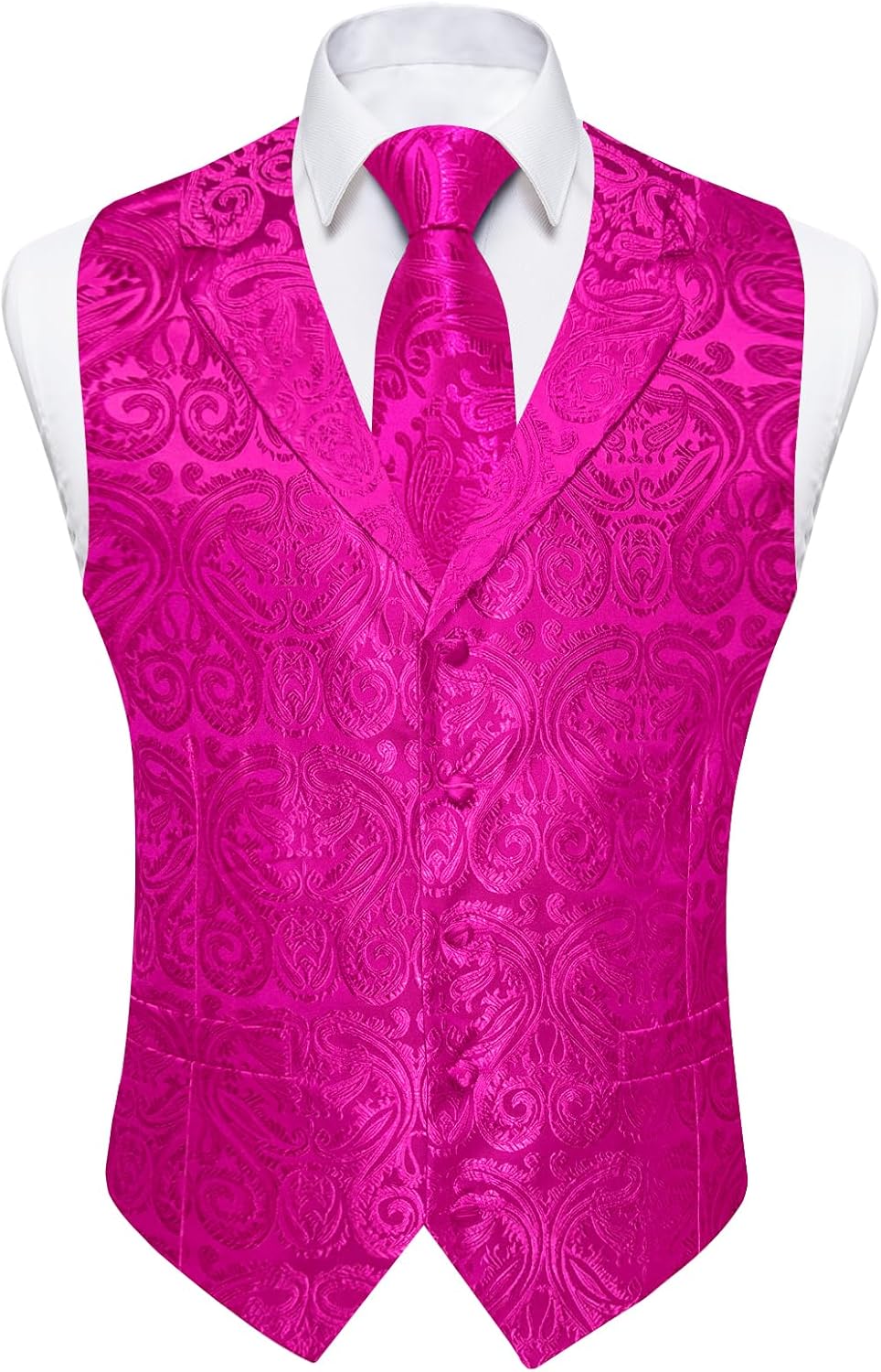 DiBanGu Mens Vest and Tie Set 5PCS Silk Paisley Dress Vest Suit Casual Formal Waistcoat for Tuxedo Wedding Party