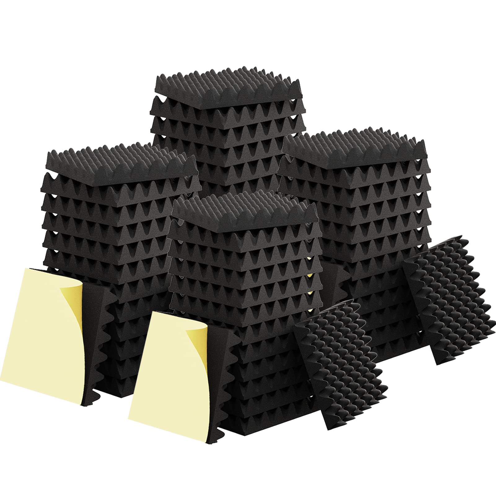 Buy 48 Pack 1.5"X12"X12" Self Adhesive Black Egg Crate Foam Pad (Most Soundproofing Design), 3rd