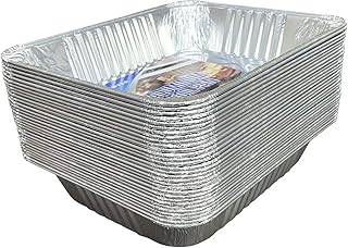 Aluminum Pans 9x13 Disposable Foil Pans (10 Pack) Half Size Deep Steam Table Pans Extra Thick for Baking, Cooking, Roastin...