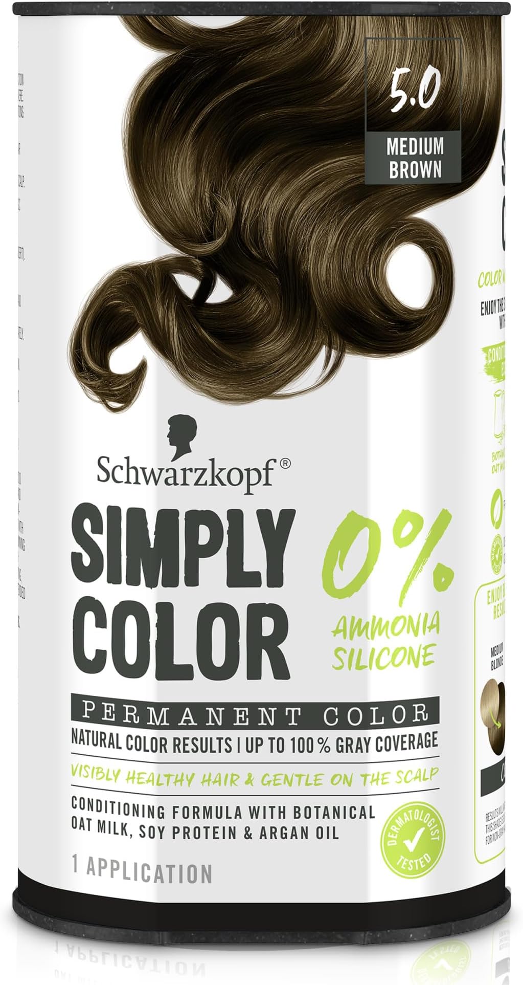 Schwarzkopf Simply Color Permanent Hair Dye, 5.0 Medium Brown, Long-Lasting with Nourishing Ingredients, No Ammonia or Silicone, All Hair Types