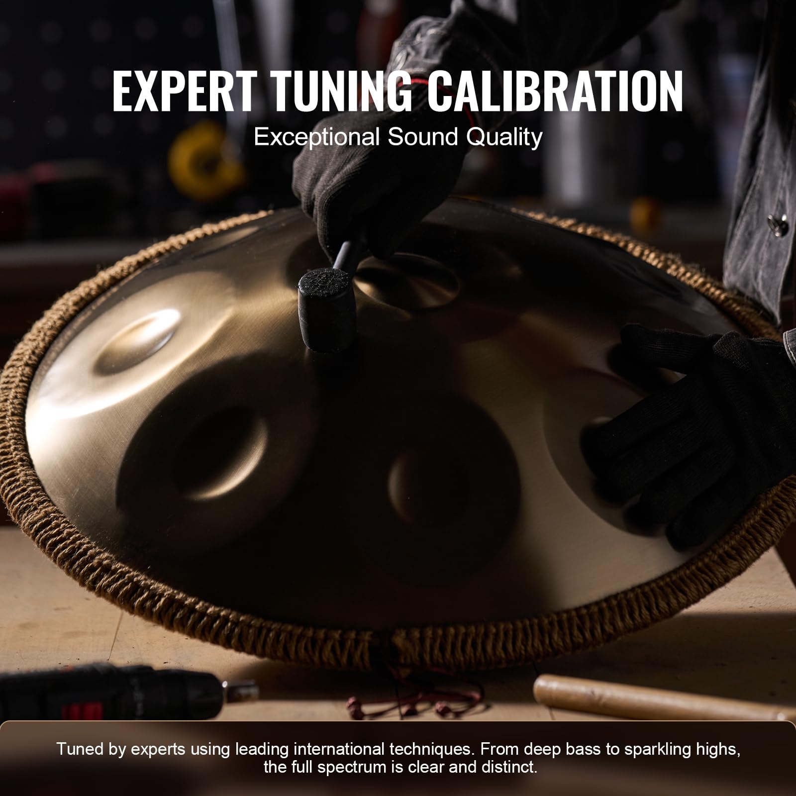 VEVOR Handpan Tamburo 550 mm, 10 Toni in Re Minore - Con Mazze, Supporto, 432 Hz Borsa per Trasporto - Strumento Sonoro Curativo per Adulti Principianti