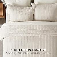 Vista 2 de EVERGRACEHOME Juego de ropa de cama de 3 piezas de 100% algodón con puntada de caja, tamaño King, ligero, suave y acogedor, juego de colcha