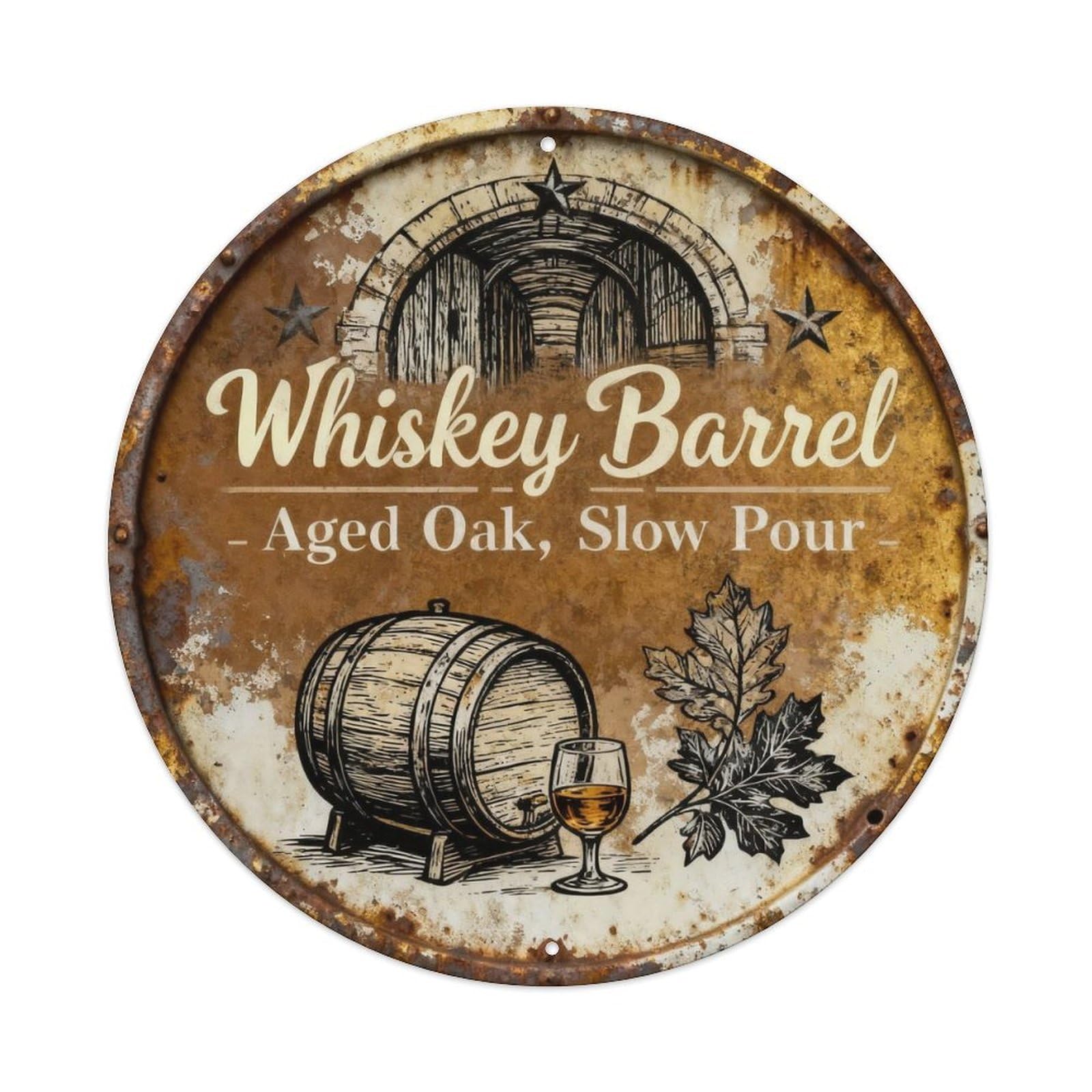 Whiskey Barrel Rustic Bar Decor Metal Tin Sign Plaque