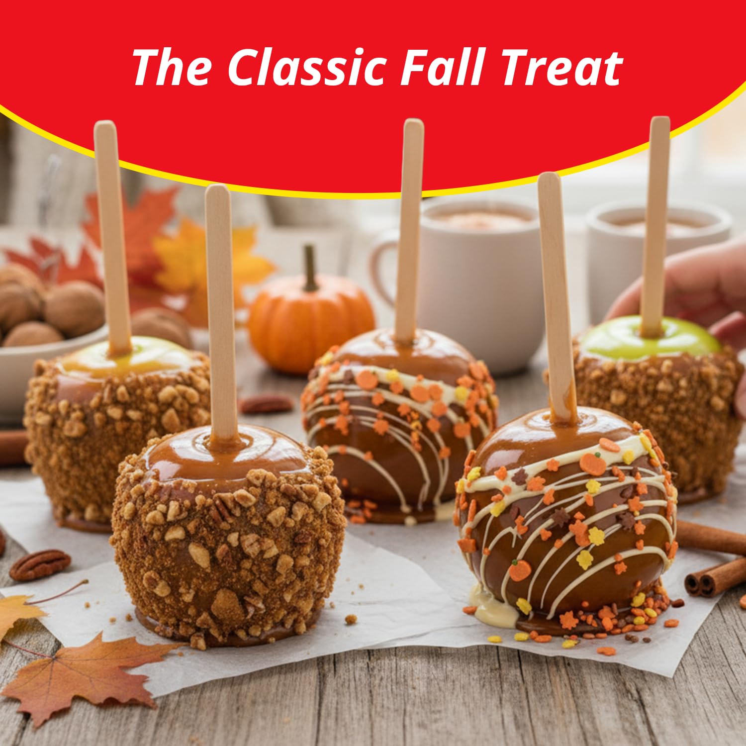 Concord Foods Wrapples Caramel Apple Wraps, Easy Caramel Treats at Home - Includes Wraps and Sticks for Delicious Apples! 6.5 oz (Pack of 6)