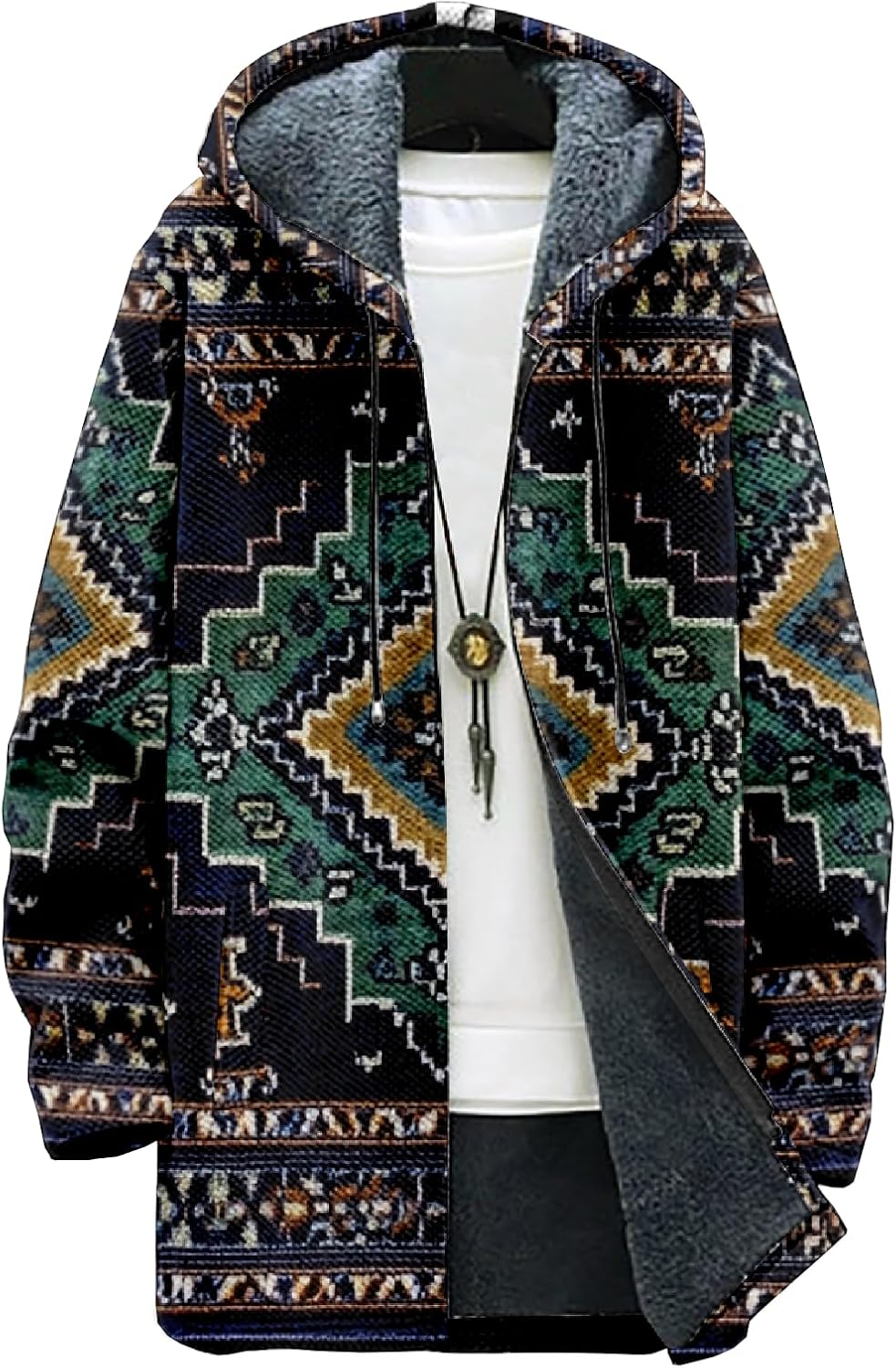 Mens Hoodies Zip Up Long Fleece Lined Knitted Hoodies Fashion Coat Warm Cardigan with Pockets Fitted Jacket