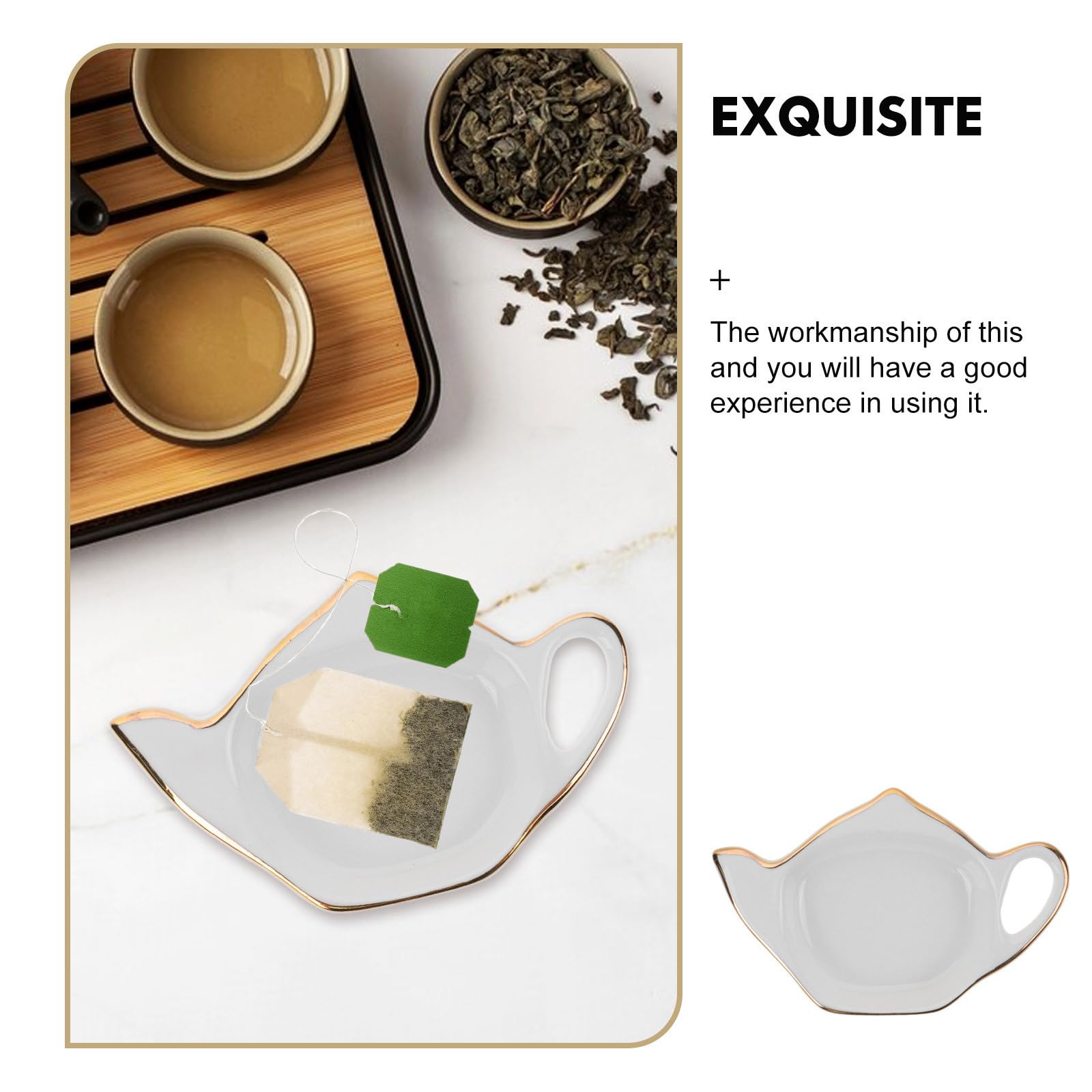 SHINEOFI Posavasos Antideslizantes para Bolsitas de Té de Cerámica Juego de 8 Diseño Adorable en Forma de Tetera y Compactos para Mesa de Cocina y Fiestas Vespertinas