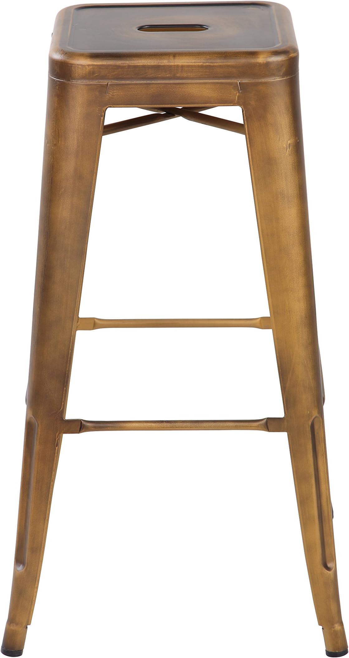 Ayvek Chairs Metal High ProStackable Indoor and Outdoor Backless Barstool (Set of 2), 26.4", Antique Black/Distressed Silver