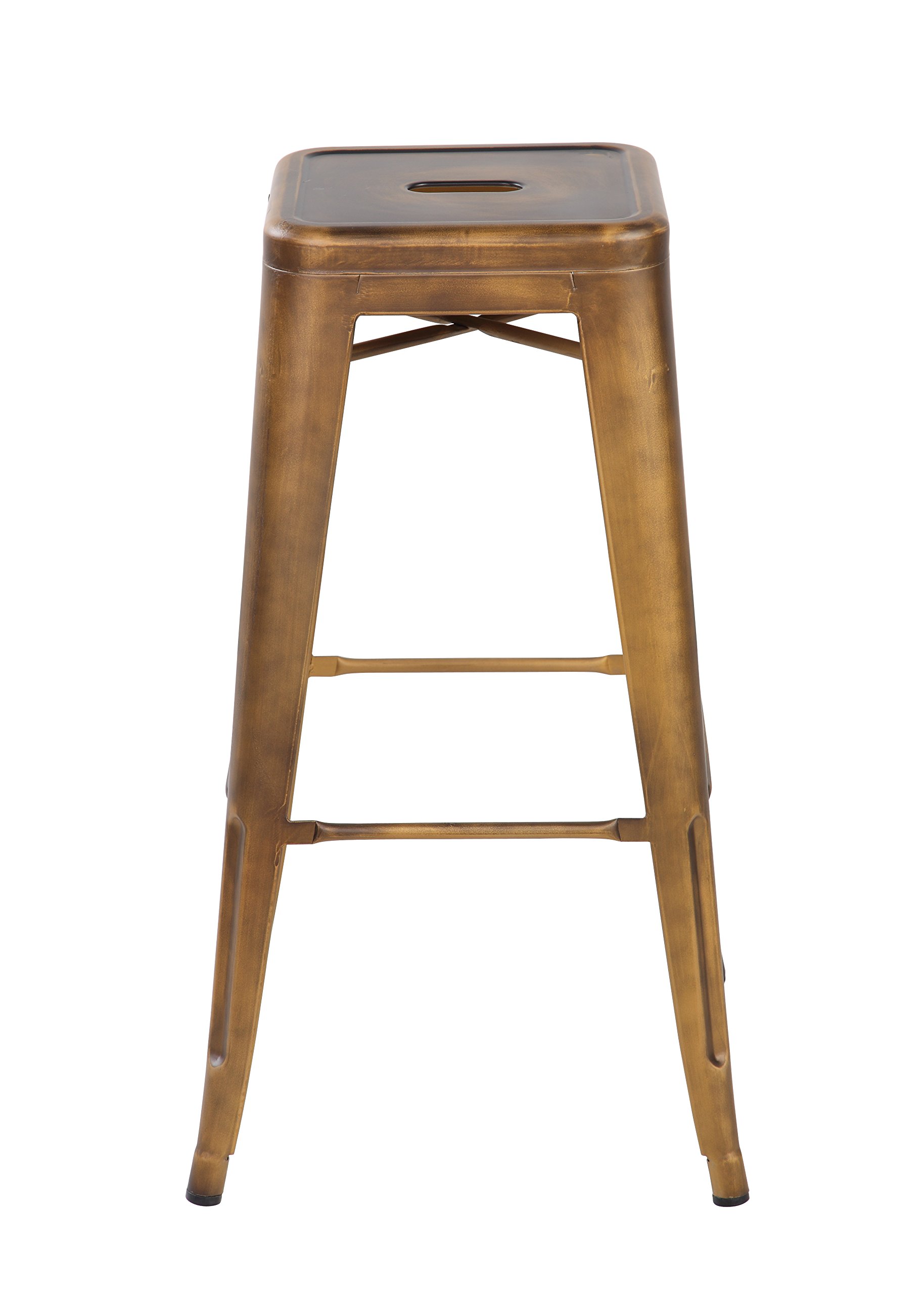 Ayvek Chairs Metal High ProStackable Indoor and Outdoor Backless Barstool (Set of 2), 26.4", Antique Black/Distressed Silver