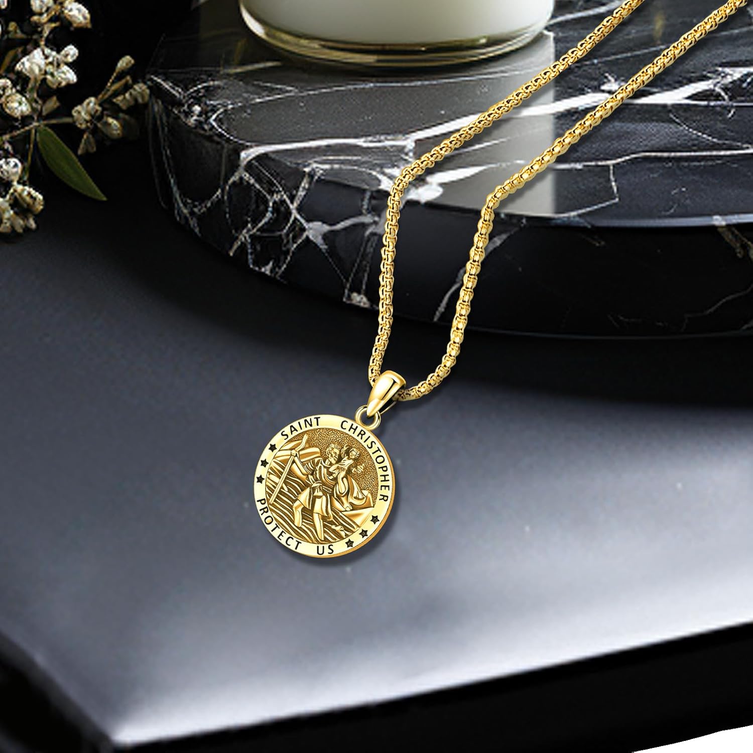 Saint Necklace S925 Sterling Silver Patron St Amulet Medal Protection Pendant Jewelry for Men Women - Image 2