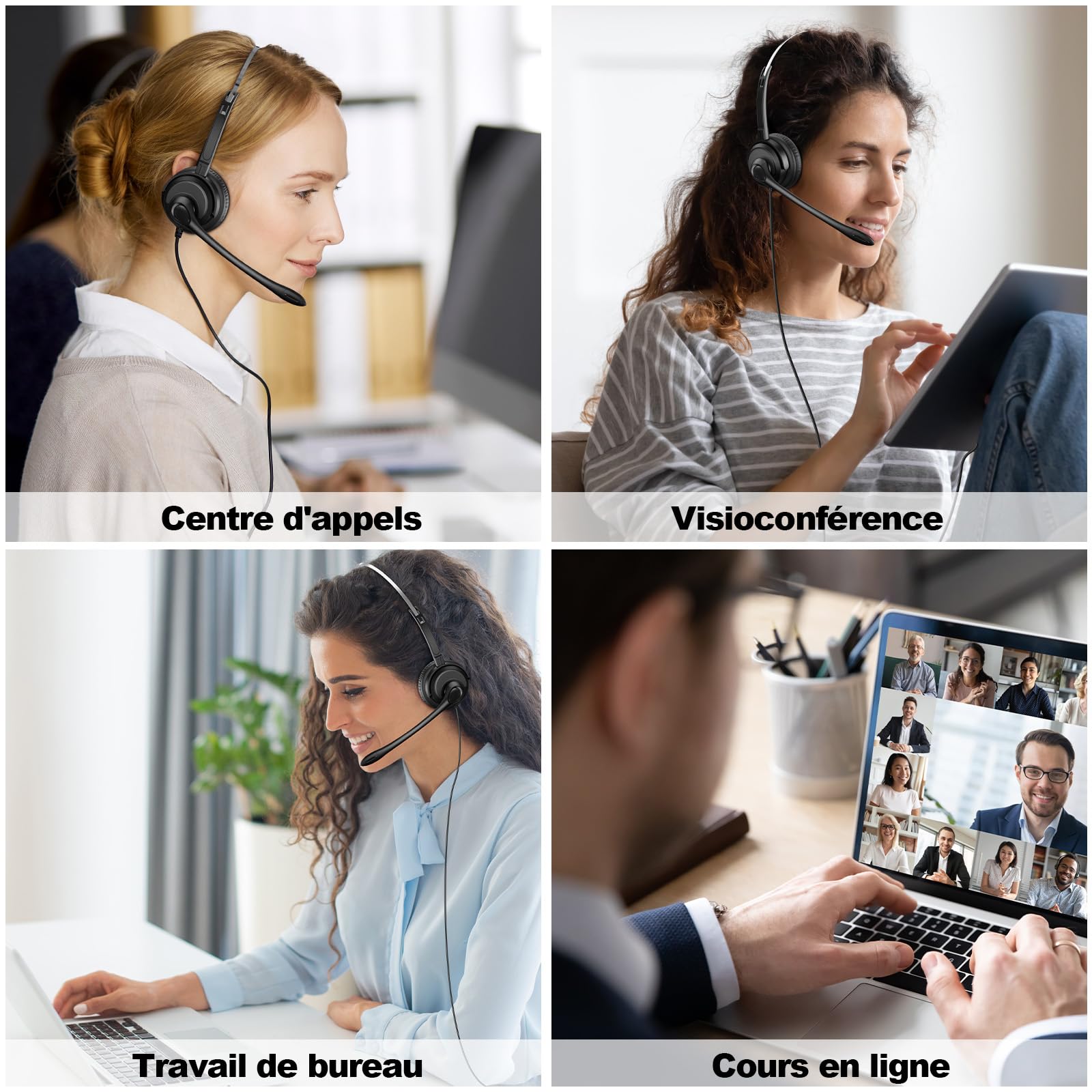 Voistek Casque USB avec Microphone pour PC/Ordinateur Portable, Léger on Ear, Microphone Réglable à Réduction de Bruit, Casque Audio Filaire pour Bureau, Télétravail, Chat, Zoom, Teams