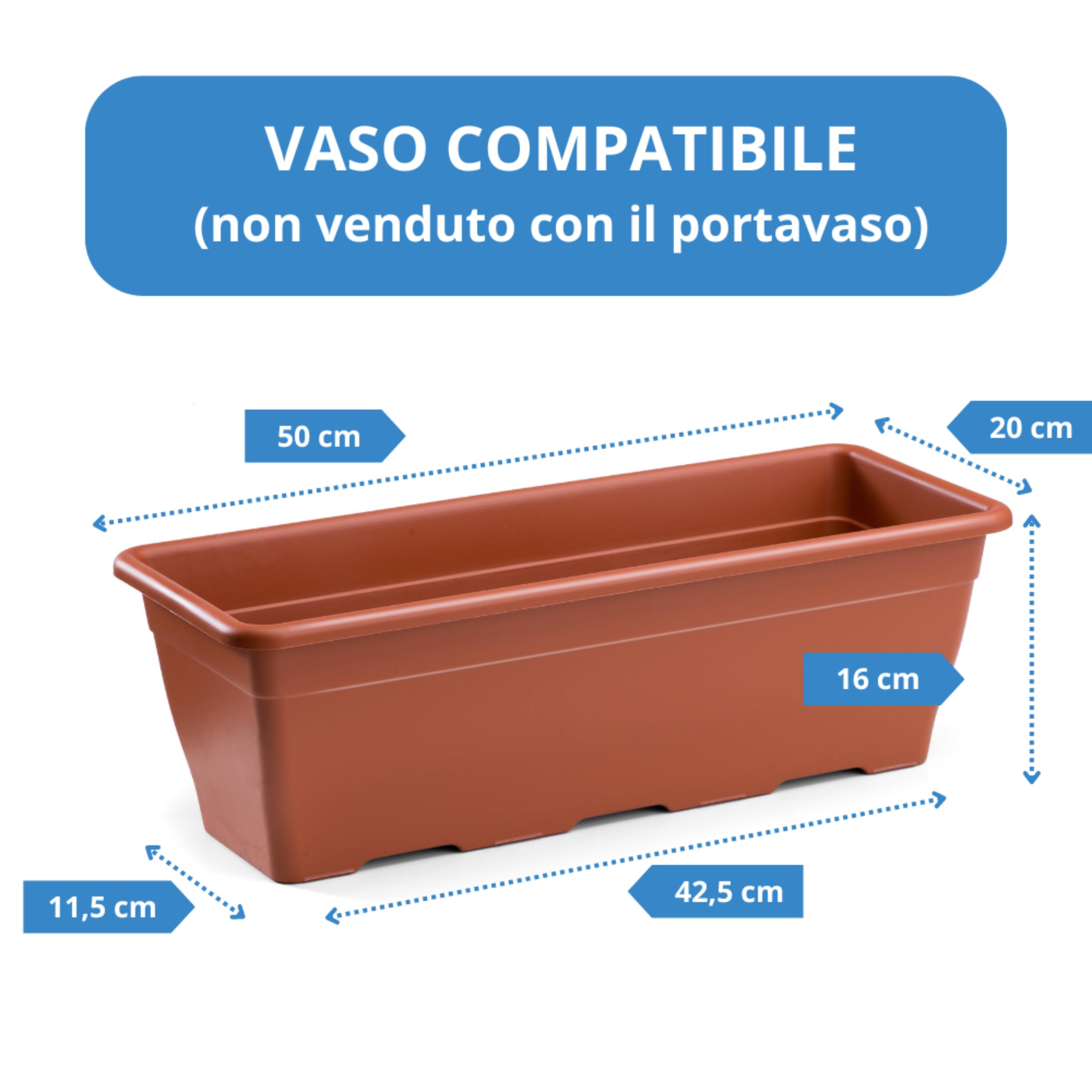 ANDRYS Portavaso da Fiori per Vasi da 50cm Struttura Regolabile (Bianco) | Fioriera da Balcone ed Esterno, Porta Vaso in Acciaio Resistente Verniciato