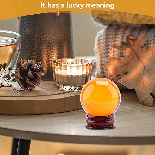 Miniatura 2 de Bola de esfera de cristal citrino natural de 1.57 pulgadas, Feng Shui, esfera transparente natural de cuarzo citrino con soporte para riqueza y