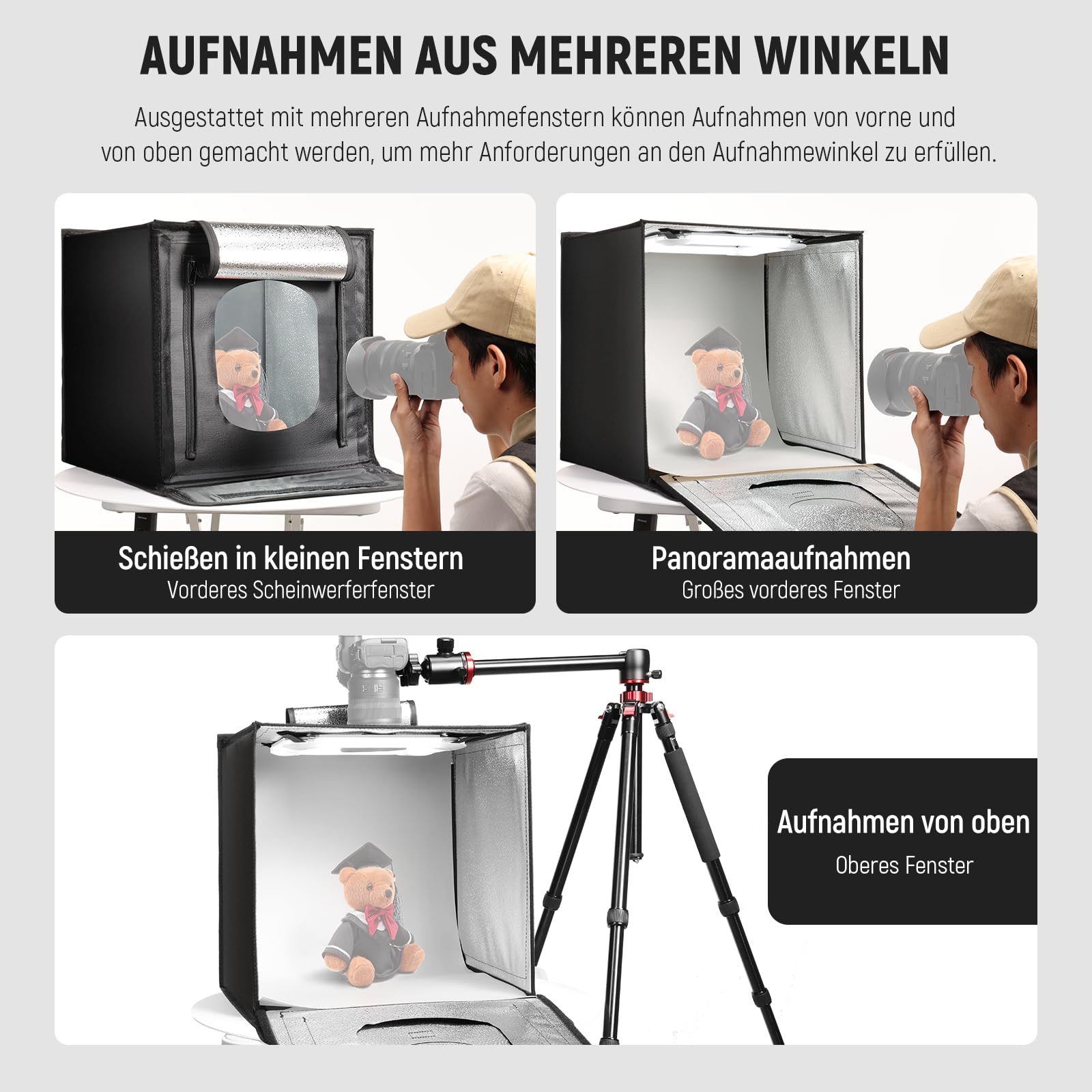 NEEWER Upgrade Fotostudio Licht Fotobox, 24"x24" No Glare, 4 Farbe Backdrops, Reinigungstuch, 160 LEDs 5600K CRI97+ klappbarer Mini Tisch Foto Booth für Schmuck Elektronik Produkt Fotografie, LP60