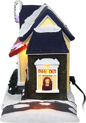 Miniatura 2 de Top Treasures Christmas Village Doughnut Shop  Casas de construcción coleccionables de aldea de nieve musical iluminada, complemento perfecto para