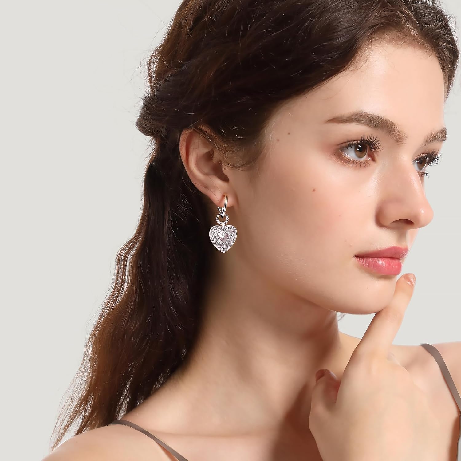 14K Gold Plated Heart Earrings for Women, Hypoallergenic Half Hoop Drop Earrings, Gift for Wife Mom Her by Febsky - Image 3