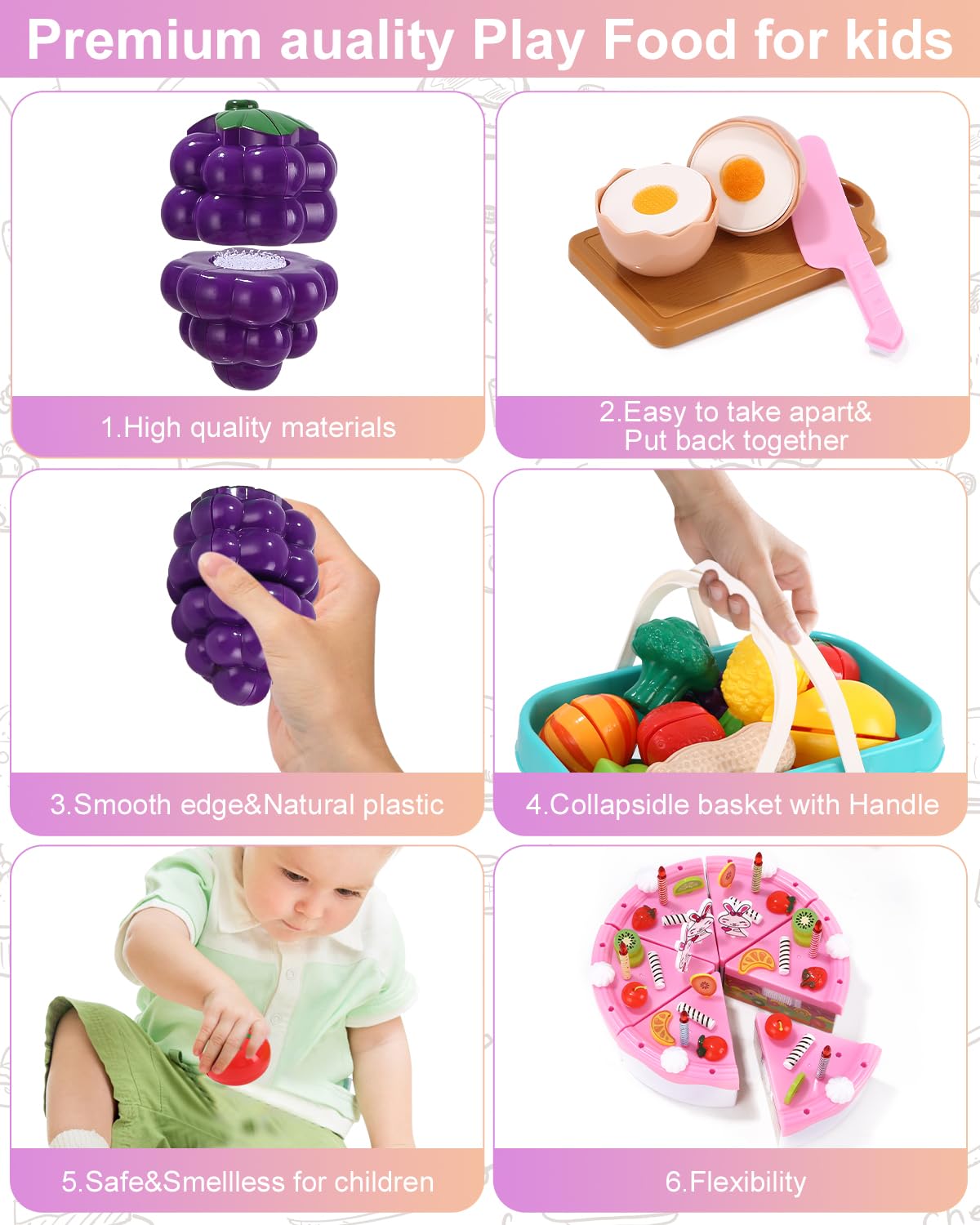 Fruits et Légumes Jouets Ustensile Cuisine en Bois Enfant Fruits à Couper en Bois et Lègumes à