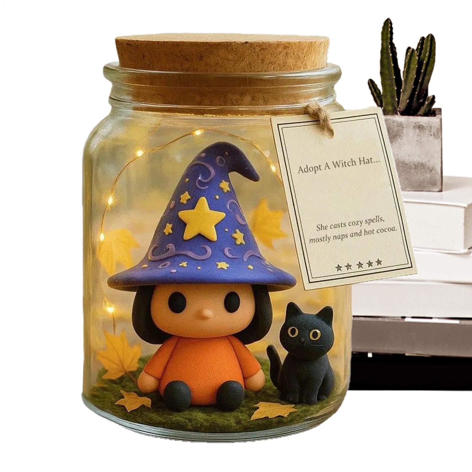 Figurine Sorcière Halloween avec Chat : Idée Cadeau et Pièce Maîtresse de Bureau