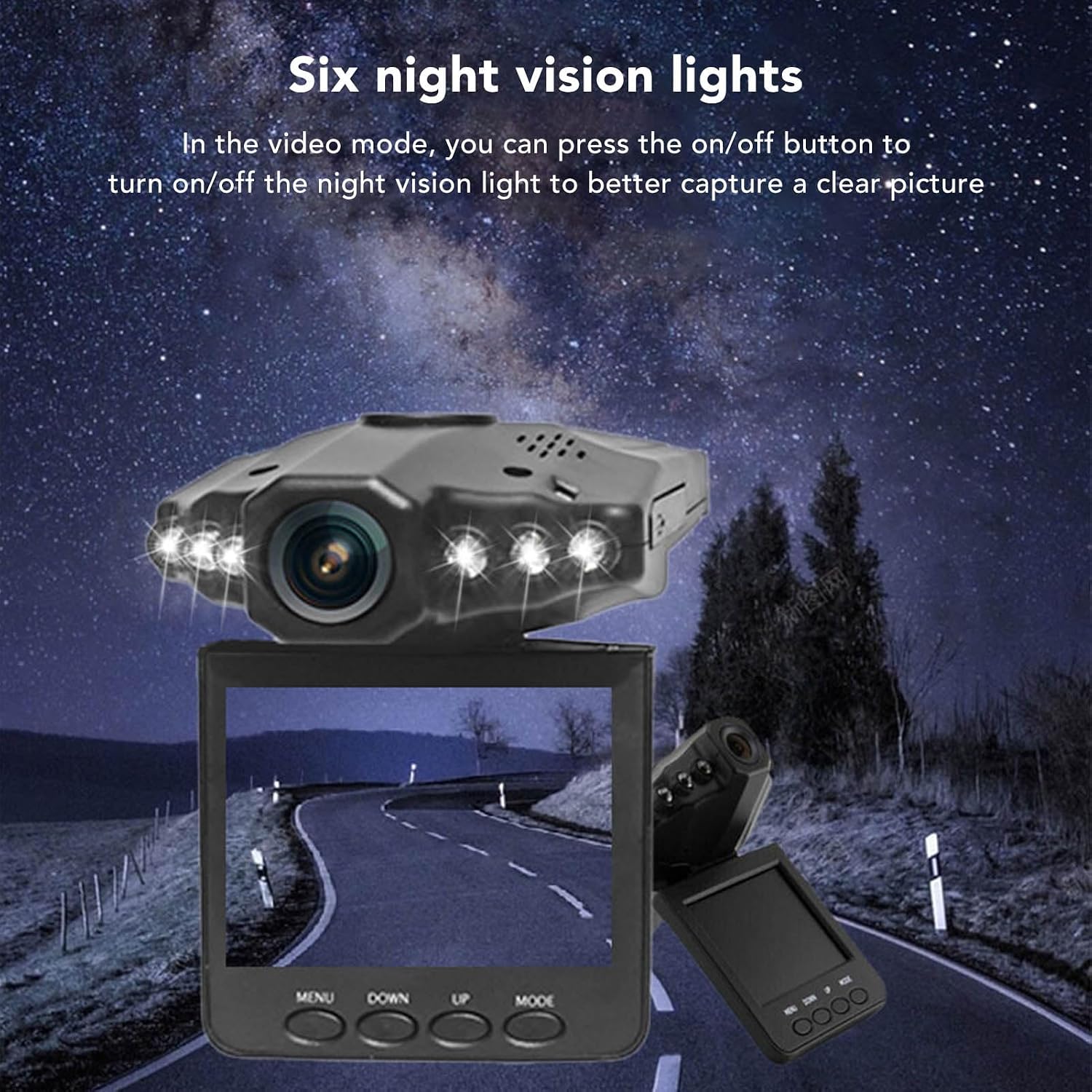 Dual Cam Car Dashboard Camera Recorder, G Sensor Parking Mode 2.5in Color Display Motion Detection
