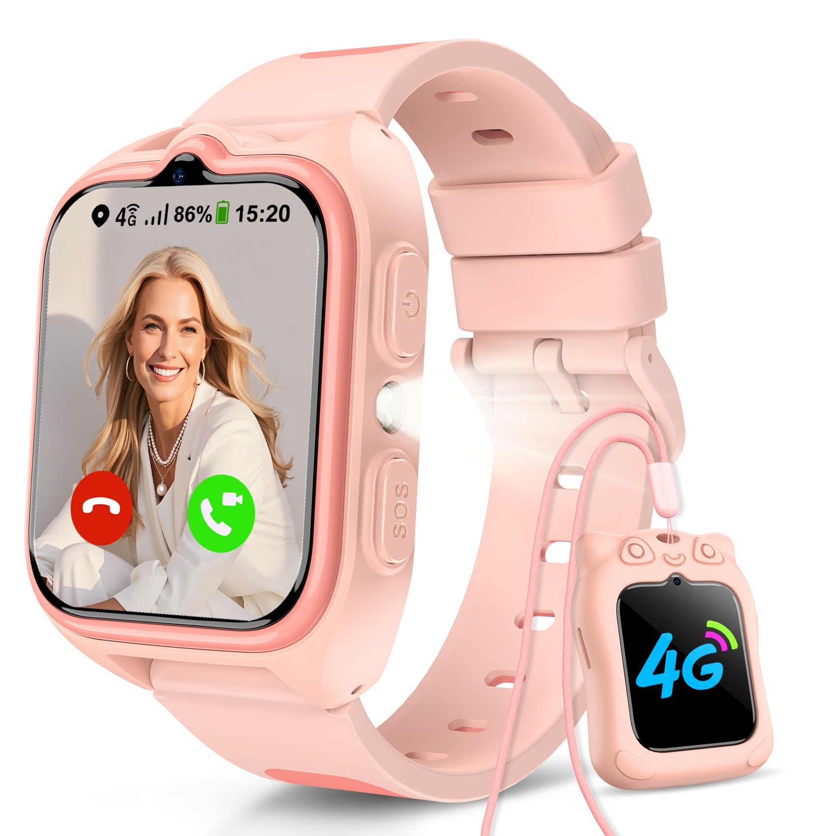 Baolubao 4G Smartwatch per bambini localizzatore GPS+WIFI+LBS confunzione SOS,Video chiamata/ChiamataTelefonica/Chat Vocale/SMS/Sveglia/Modalitàclasse,Telecamera,Giochipuzzle 800mAh Batteria