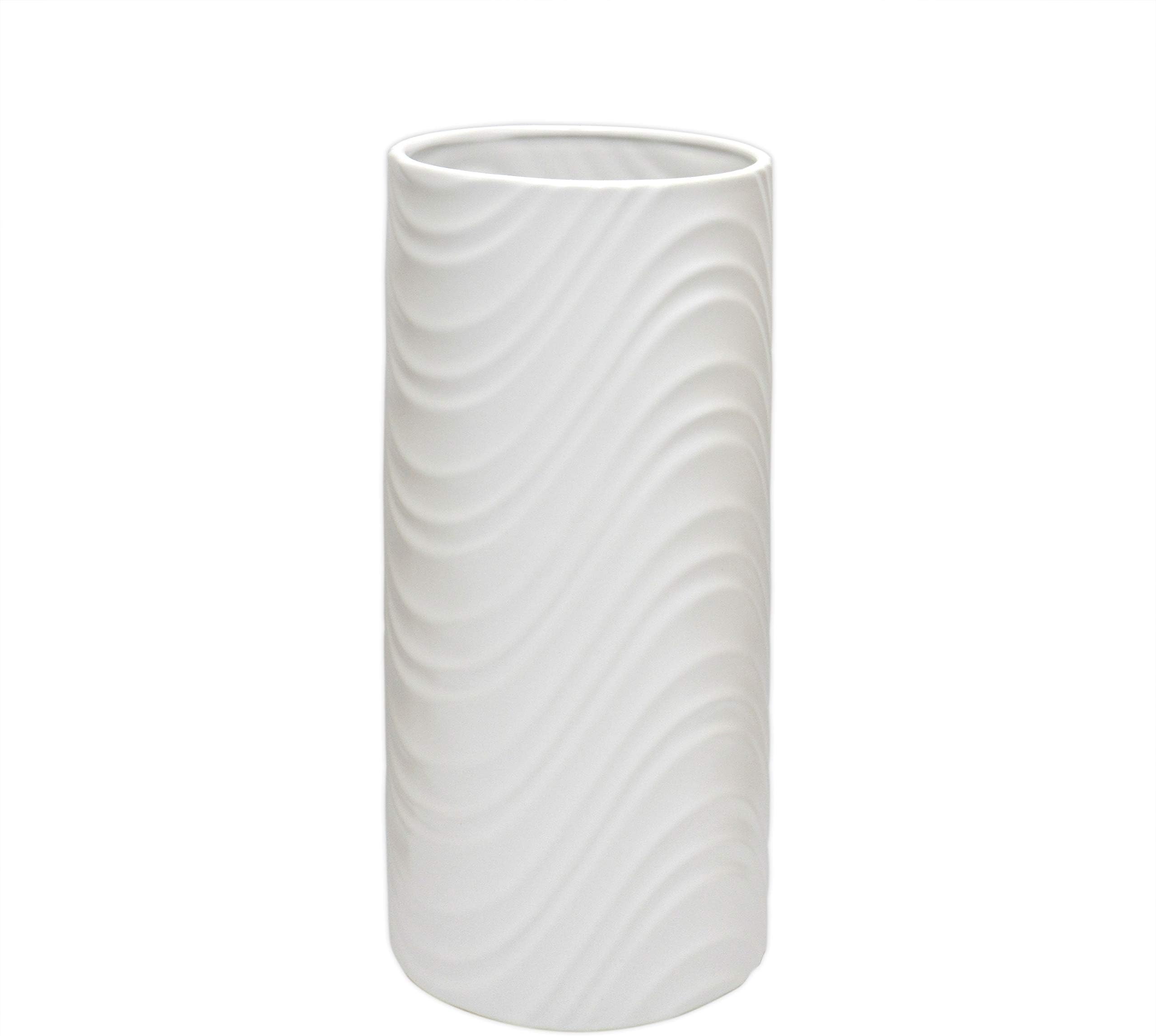 Amazon Brand – Rivet Modern Textured Stoneware Vase, 13.9"H, White