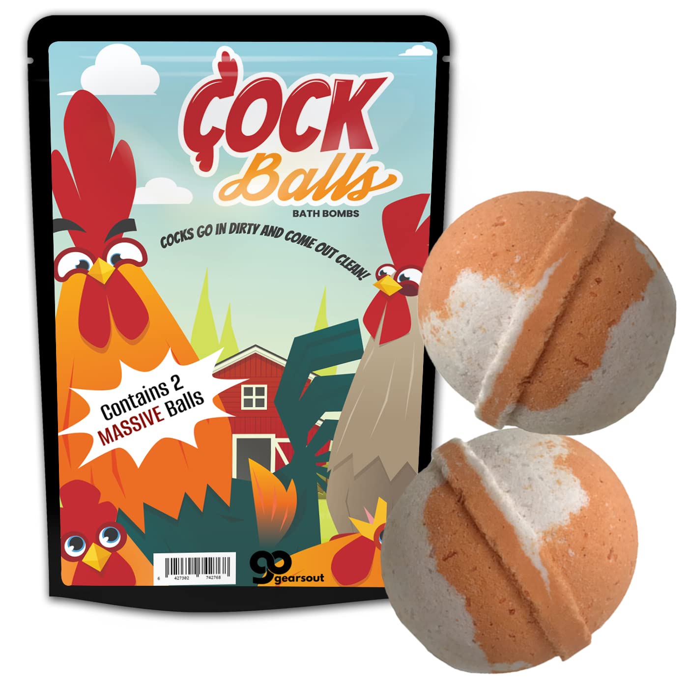 Rooster Bath Balls - Funny Rooster Gifts for Chicken Lovers - Giant Bath Bombs for Adults - Gag Chicken Gift, Country Life, Americana, Handmade in The USA, Orange Coconut