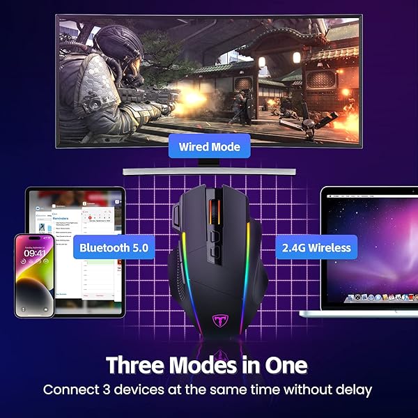 Nahaufnahme der RisoPhy Gaming Maus, die die ergonomische Form und die Tastenanordnung zeigt.