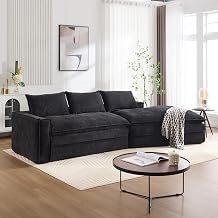 extrasleep 133 Modular Cloud Curved Couch, Modern Minimalist Modular Sectional Sofa with Deep Seat, Upholstered Oversized Couches for Living Room, No Assembly Required, Black