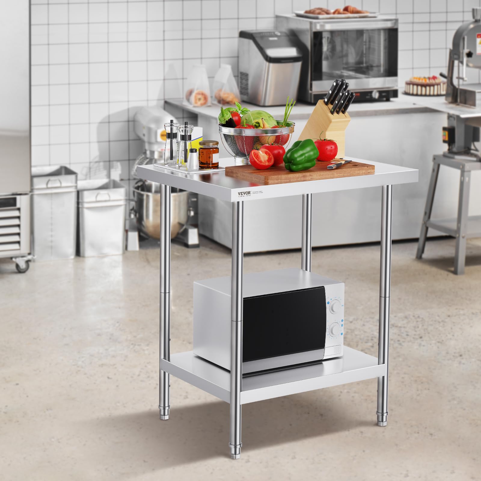 Tavolo Lavoro Acciaio Inox VEVOR 76x152 Cm - Con Ruote, Ripiani Regolabili | Per Cucine Professionali - Foto 5