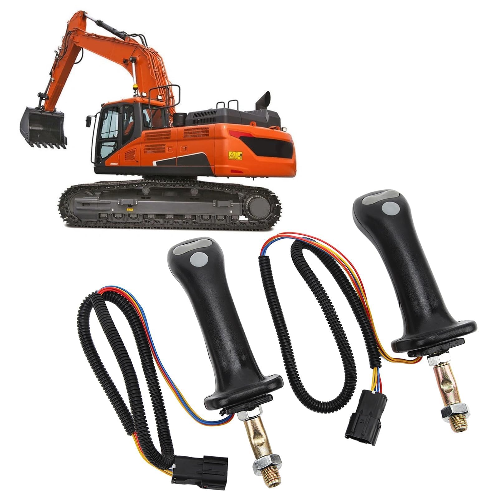 3-Tasten-Bagger-Joystick-Griffe, 2 Stück, Schwarz, 6-polig, ABS-Aluminiumlegierung, Verschleißfest, Bagger-Joystick-Hebel für DH DX150 215 225 300 370 9C